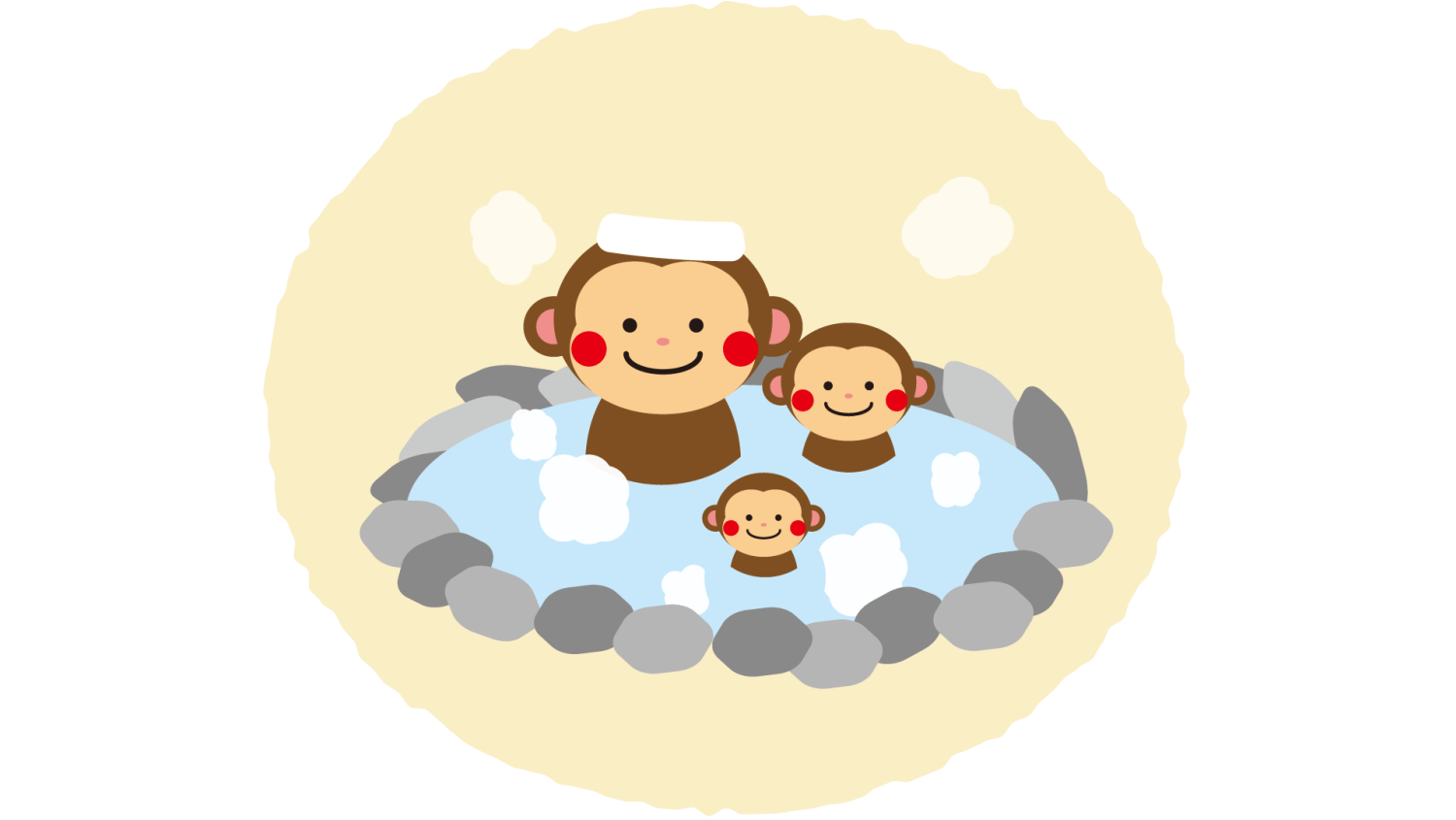 温泉に浸かっている猿の親子
