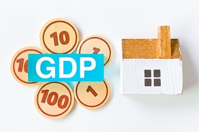 代表的な経済指標であるGDPの文字が書かれたイラスト