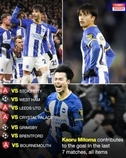 Kaoru Mitoma has provided a goal contribution in each of his last 7 appearances in all competitions